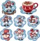6 Pcs Diamond Art Coasters Kits with Holder – Christmas Snowman 5D Diamond Painting Coaster Set with Cork Pads for Adults & Beginners, DIY Gem Art Craft Supplies